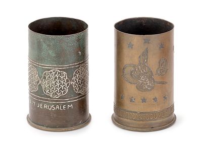 Two Decorated Shell Casings – Souvenirs of the Conquest of Jerusalem – Jerusalem, 1917 – 