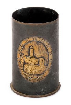 Decorated Shell Casing – "If I Forget Thee O Jerusalem" – Bearing Image of Tower of David. Decora 