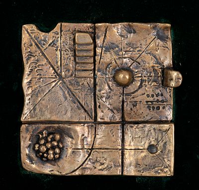 Dani Karavan (1930-2021) – The Temple Mount – Cast Brass Relief, Dedicated to Teddy Kollek. The 