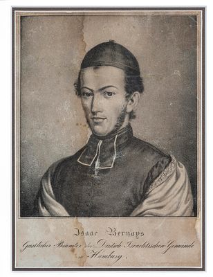 Portrait of Rabbi Isaac Bernays, Rabbi of Hamburg – Lithograph – Hamburg, 1822. The description 