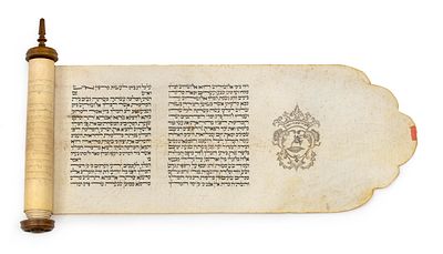 Parchment Esther Scroll – Italy, 1768 – Illustrated Family Coat of Arms. Esther scroll. [Italy] 