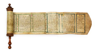 Small-Format Decorated Esther Scroll – Italy, 19th Century or Earlier. Esther scroll. [Italy 