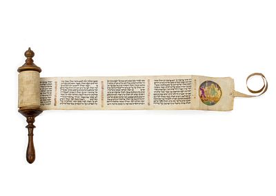 Miniature Esther Scroll – Olive Wood Handle – Jerusalem, 20th Century. Esther scroll. [Jerusalem 