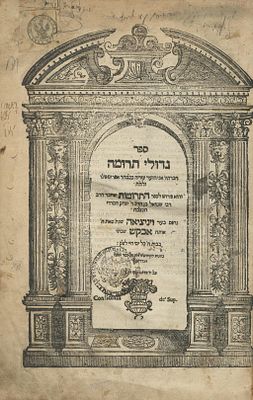 גידולי תרומה – ונציה, ת"ג – מהדורה ראשונה, שנדפסה בחיי המחבר. ספר גדולי תרומה, "ספר התרומות" על 