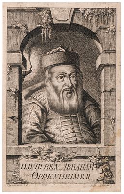 דיוקן רבי דוד אופנהיים אב"ד ניקלשבורג ופראג – פראג, תק"מ, 1780 – תחריט. דיוקן רבי דוד אופנהיימר 