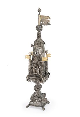 כלי לבשמים עשוי פיליגרן – מזרח אירופה, המאה ה-19. כלי לבשמים. [מזרח אירופה, כנראה גליציה, המאה 