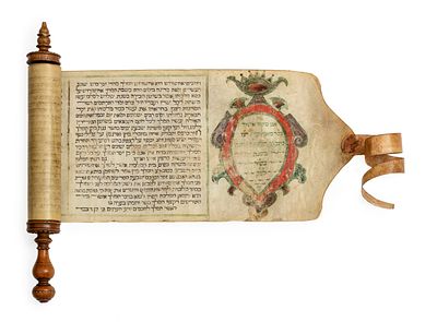 Decorated Esther Scroll – Italy, 18th Century – Aziz Family. Decorated Esther scroll. Italy 