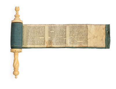Small-Format Esther Scroll Sewn onto Original Cloth – Probably the Netherlands, 18th/19th Century. 