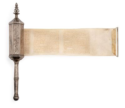 Esther Scroll in Decorated Silver Case – North Africa or Near East. Esther scroll housed in 