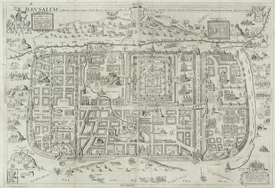 מפת ירושלים – כריסטיאן ואן אדריכום – קלן, 1584. Ierusalem, et suburbia eius, sicut tempore 