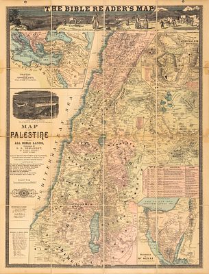 מפת ארץ ישראל התנ"כית – ניו יורק, 1887. The Bible Reader's Map – Map of Palestine 