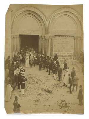 שני תצלומים נדירים של ירושלים – ביקור קיסר גרמניה וילהלם השני / מראה העיר ממזרח. שני תצלומים 