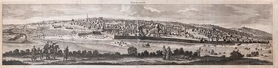Large Panorama of Jerusalem – Cornelis de Bruyn – Delft, 1698. Ierusalem, panoramic view of 
