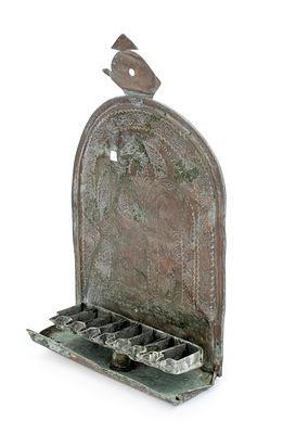 Chanukah Lamp Decorated with Owner's Name – Morocco, Early 20th Century – Kadosh Family. The 