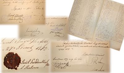 יהדות הונגריה, סוף המאה ה-19 - אוסף מסמכים גדול. חתימות. תעודות, מסמכים, מכתבים, רשימות, חשבונות 
