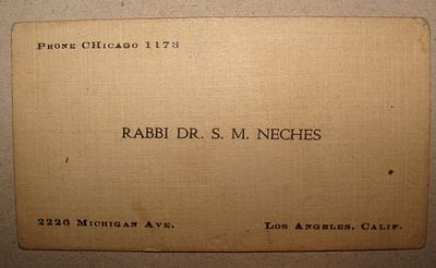 הרב שלמה מיכל Shlomo Michal Neches מלוס אנג'לס. כרטיס ביקור