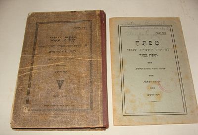 שפת עמנו" מאת משה ראטה, חוברת מפתח, וינה, תרעט-תרפ (1919-1920)". סט של שני פריטים הכולל את ספר 