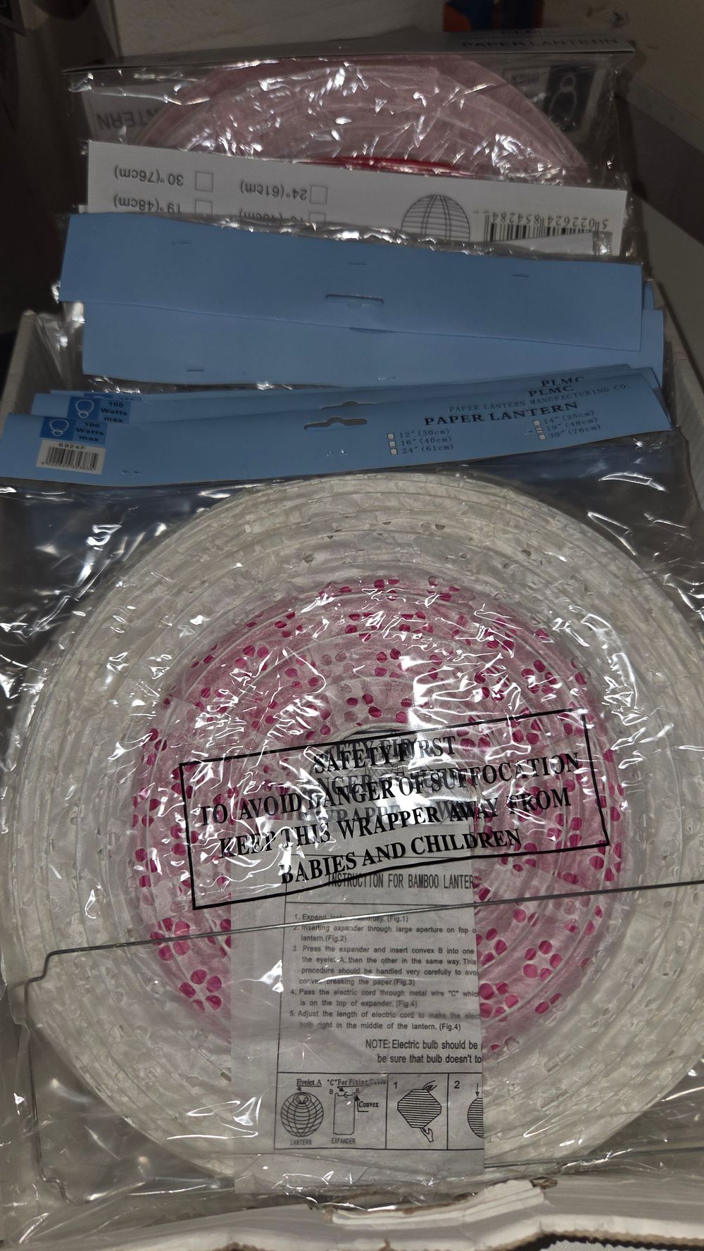 Lot 165 – A Collection of PLMC White and Pink Paper Lanterns