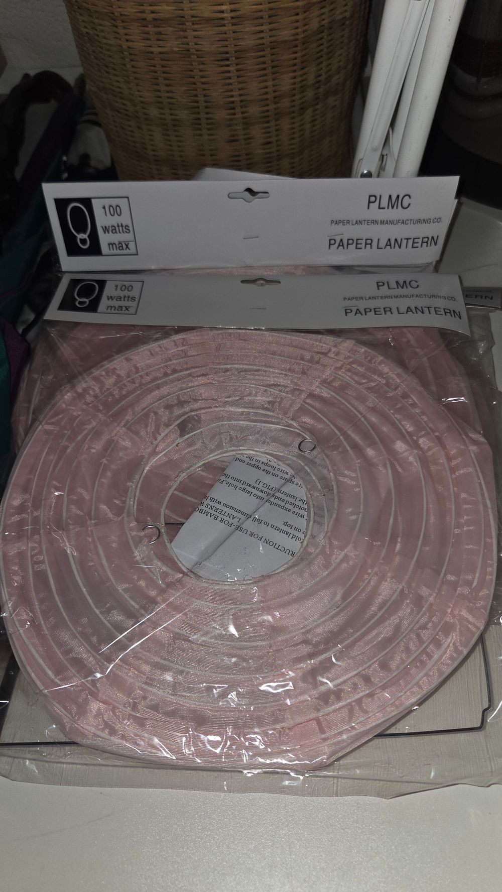Lot 166 – Several PLMC Paper Lantern Manufacturing Co Light Pink Paper Lanterns