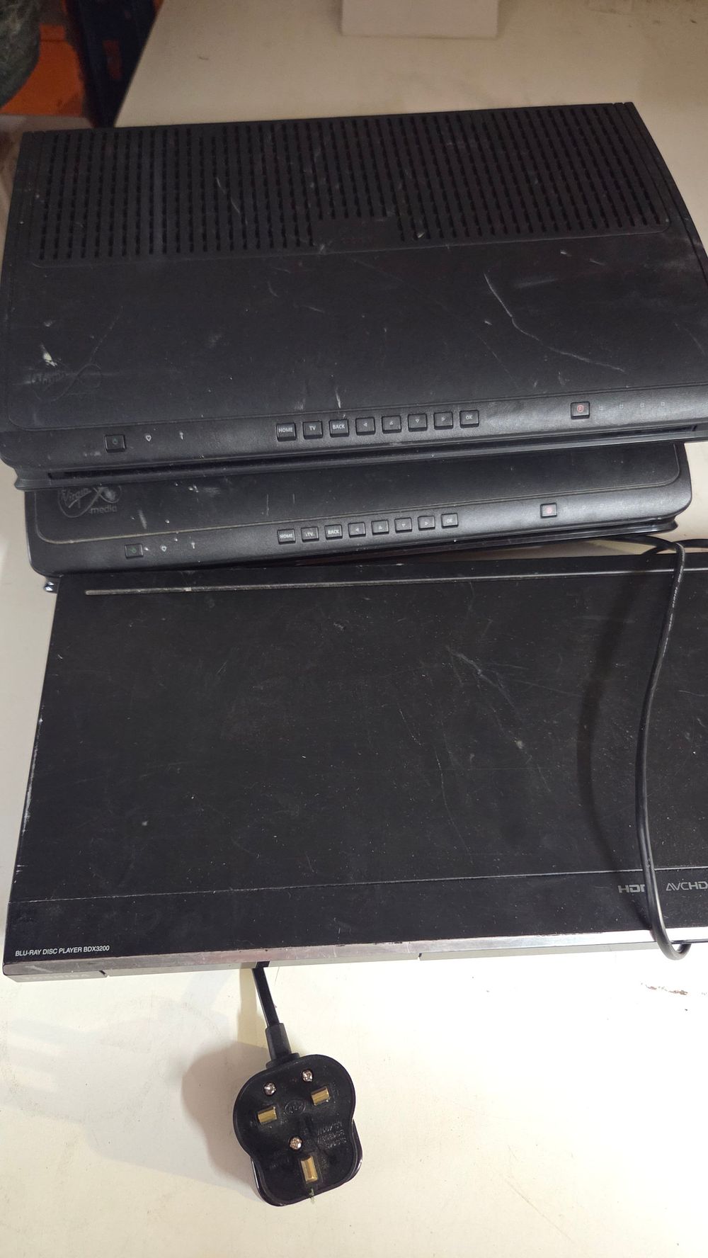 Lot 204 – 2 Virgin Media Set top boxes and Blu-Ray Player
