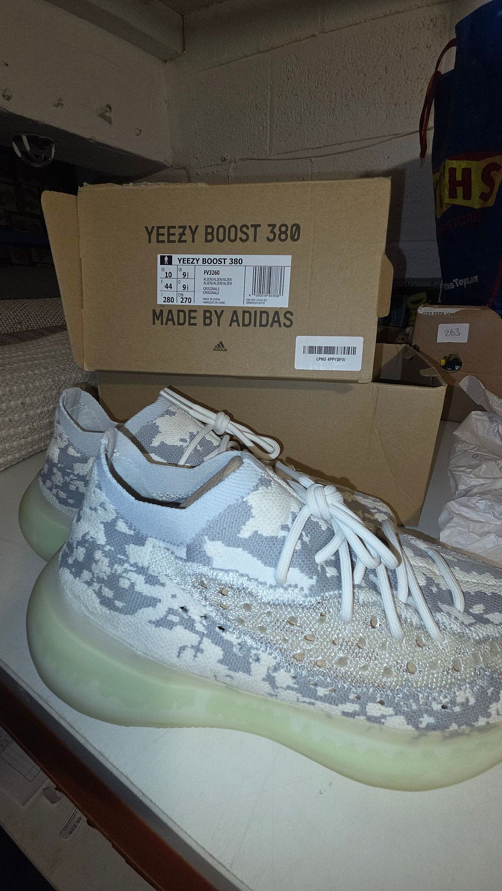 Lot 264 – A Pair of Adidas Yeezy Boost 380 Alien Sneakers Size 9.5