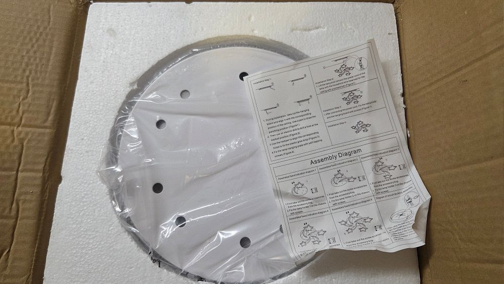 Lot 317 – White Circular LED Ceiling Light Fixture Base with Instructions