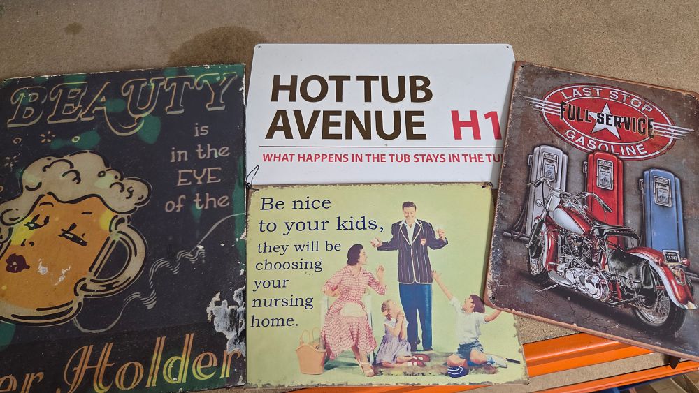 Lot 333 – A Collection of Multicoloured Decorative Metal Signs