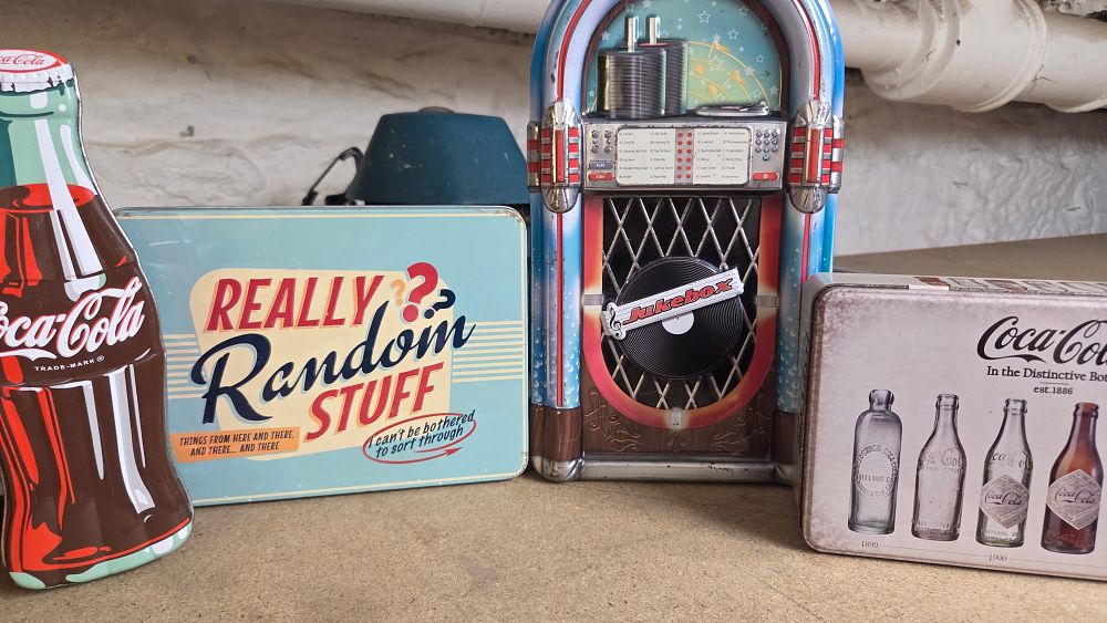 Lot 336 – A Collection of Decorative Tins including Coca-Cola and Jukebox Themes