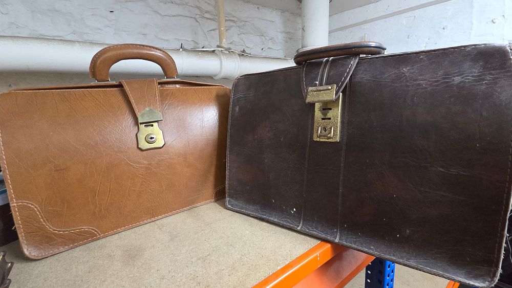 Lot 337 – A Pair of Vintage Leather Look Briefcases