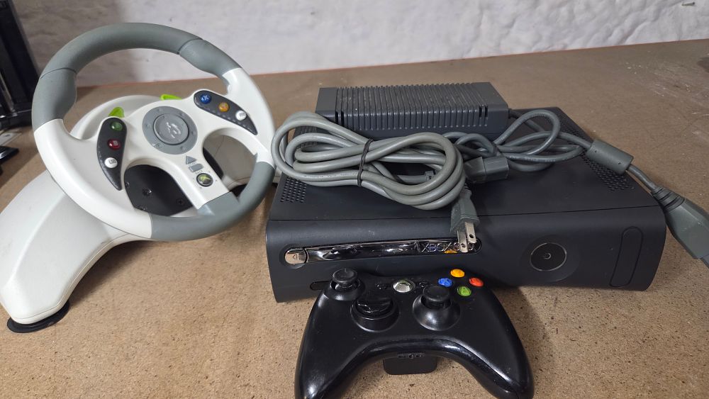 Lot 355 – A Collection of Xbox 360 Console and Racing Accessories