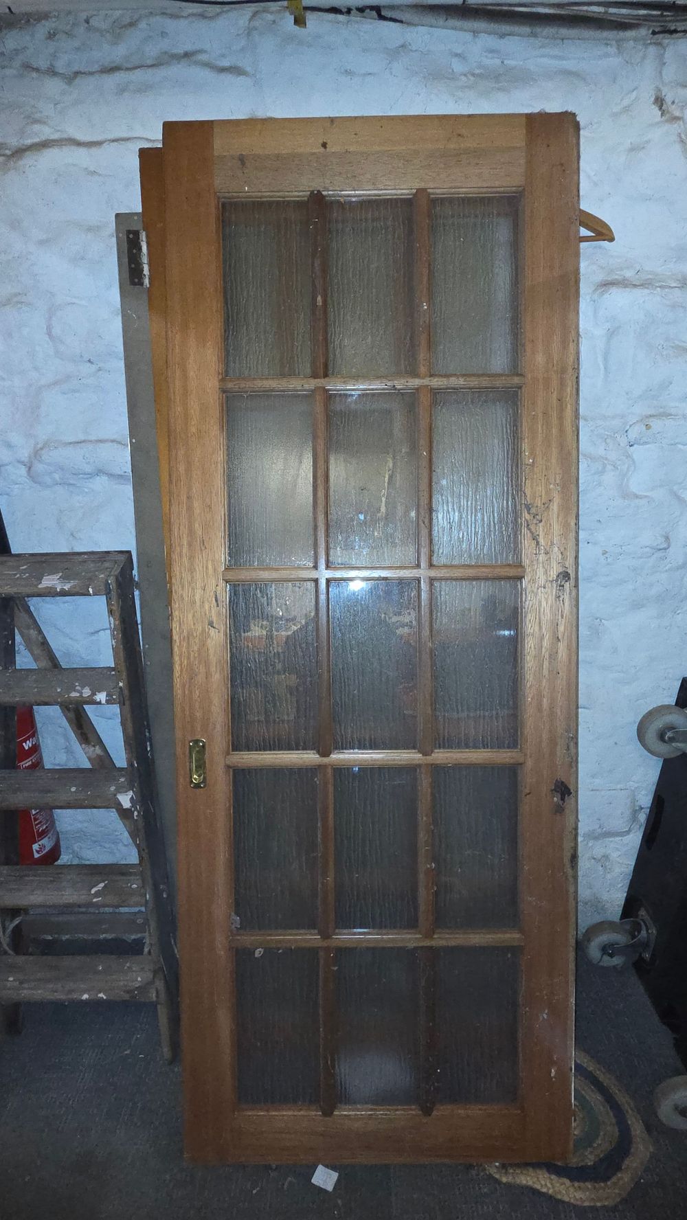 Lot 379 – 2 Glazed Wooden Door with Textured Glass Panes