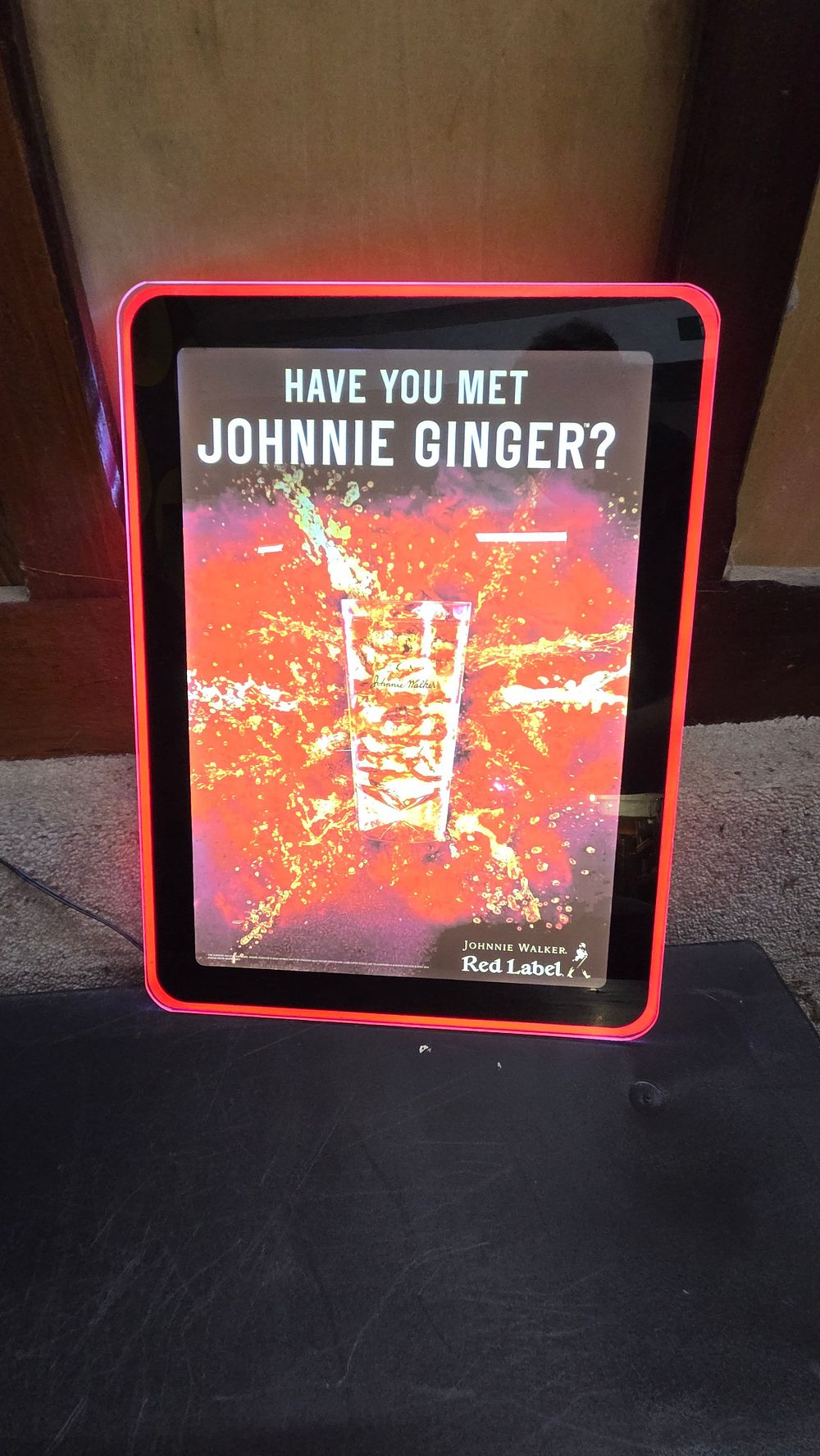 Lot 627 – Johnnie Walker Red Label Backlit Advertising Sign with Red Border w/o