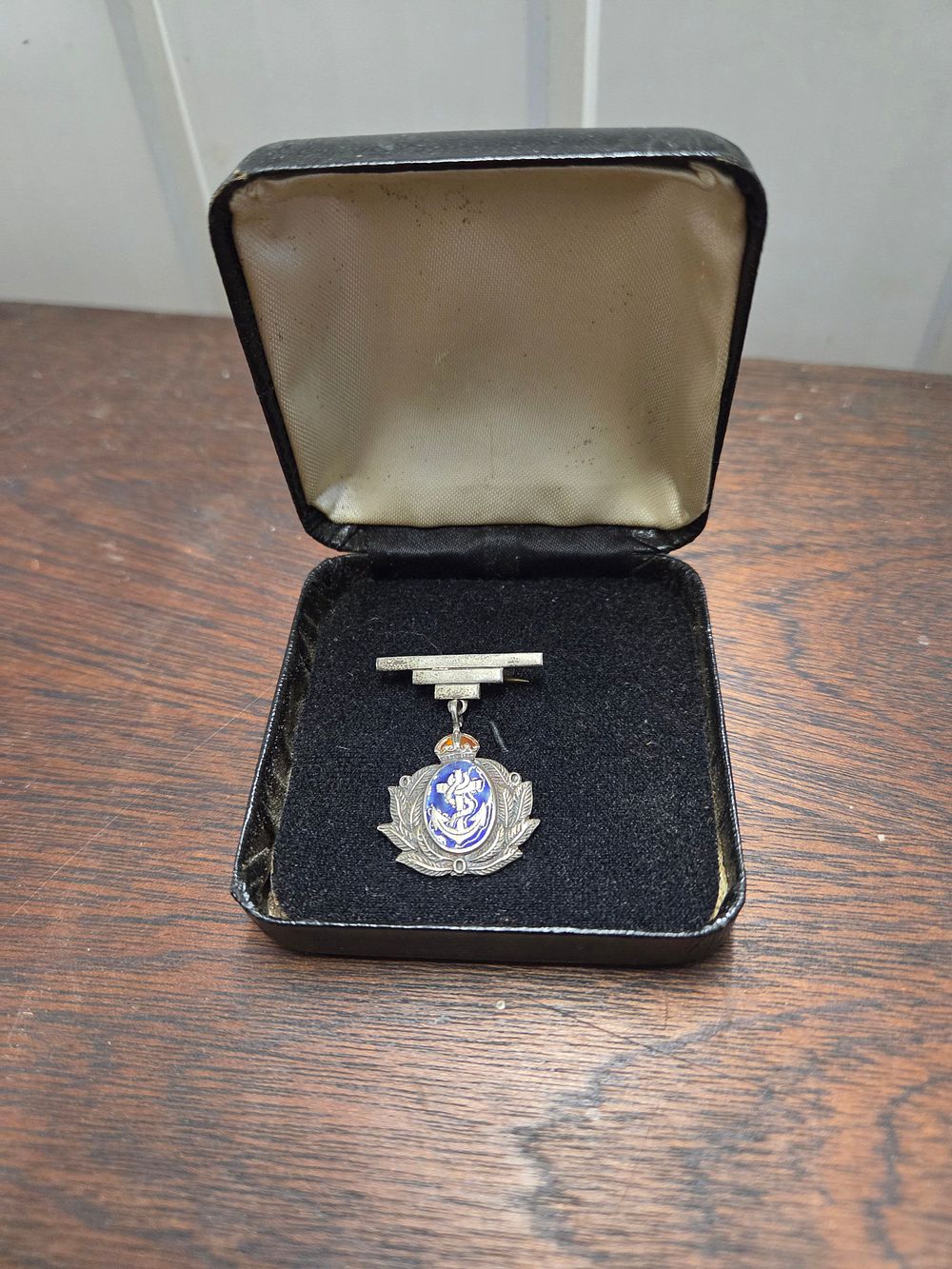 Lot 602 – Silver Toned Enamel Royal Naval Sweetheart Bar Brooch