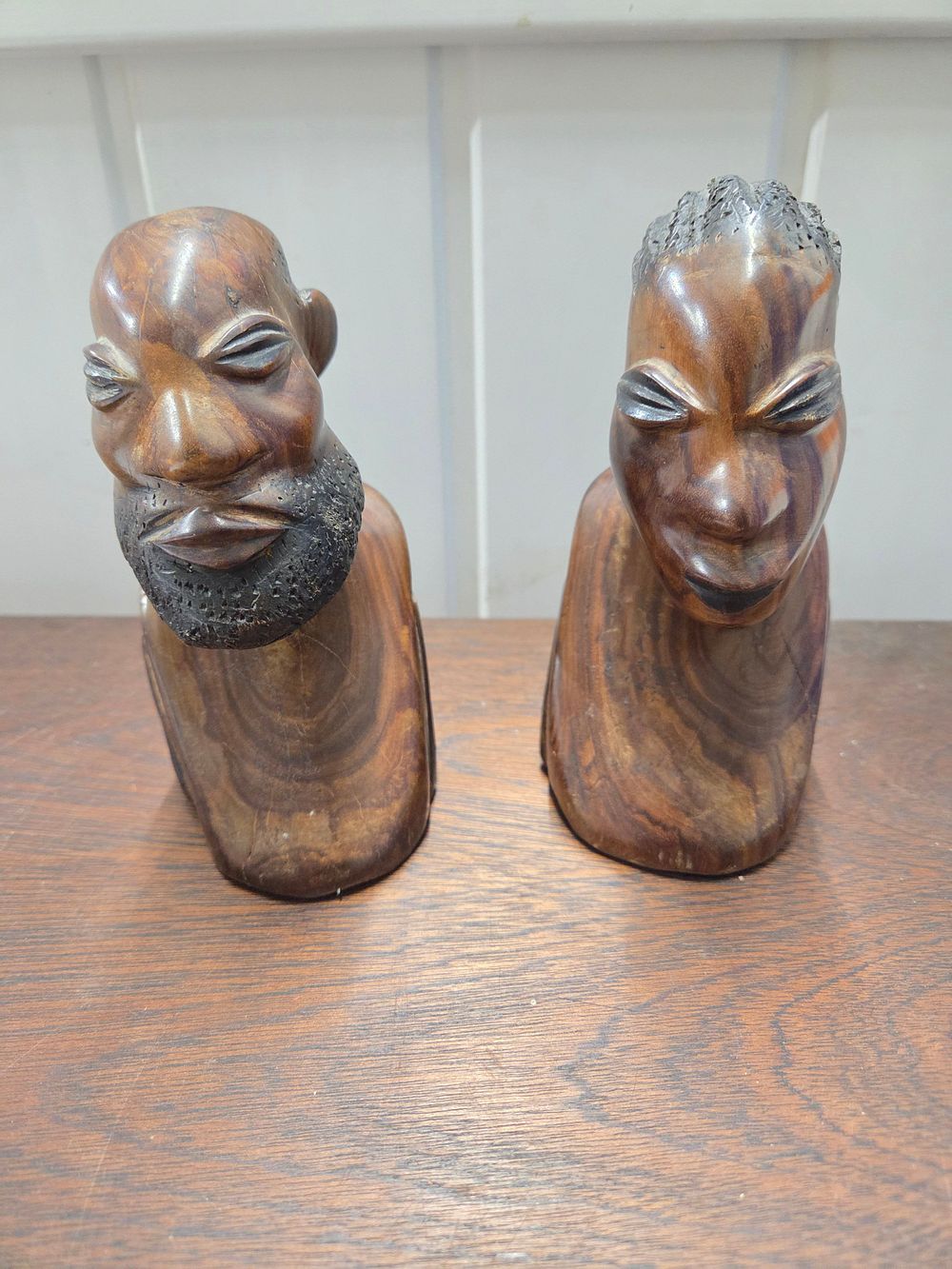 Lot 606 – Multiple Hand Carved African Ebony Wood Male Busts