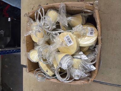 A Collection of PMC1E27CRM E27 Cream Ceiling Plate Suspensions. A collection of cream-coloured 