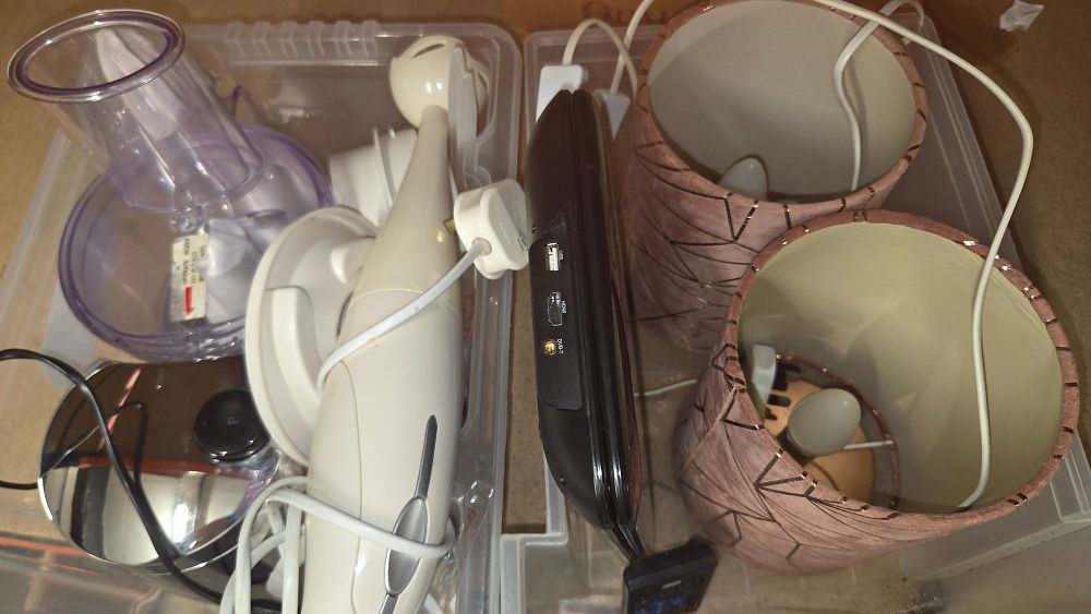 Lot 164 – A Collection of Two Lampshades, Blender and Maplin DVD Player