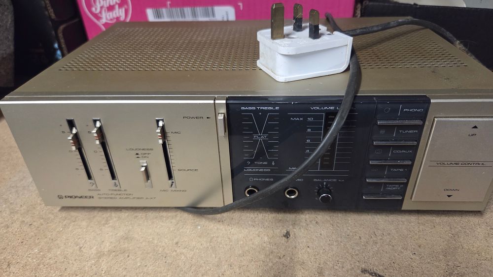 Lot 228 – Pioneer Stereo Amplifier A-X7 powers on