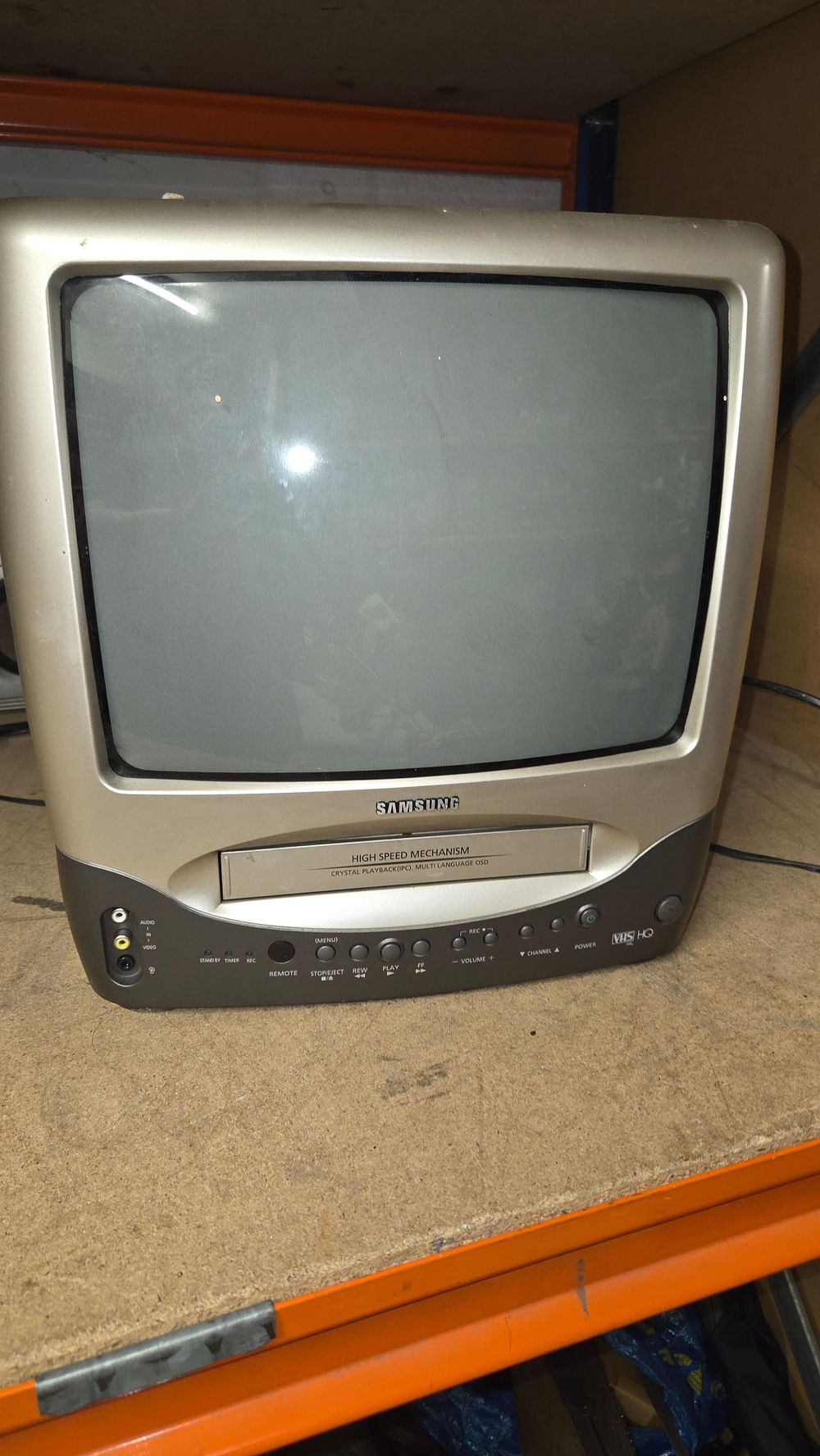 Lot 307 – Samsung CRT Television with Integrated VHS Player powers on