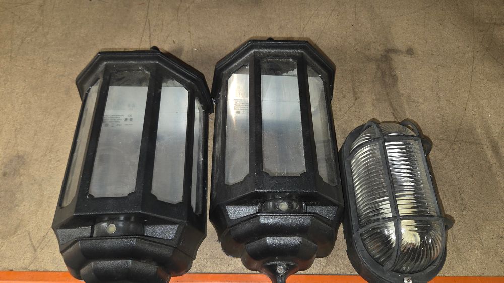 Lot 401 – Three Black Outdoor Wall and Bulkhead Light Fixtures