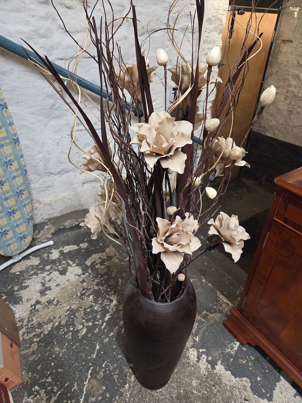 Lot 476 – Large Floor Vase with Artificial Floral Arrangement