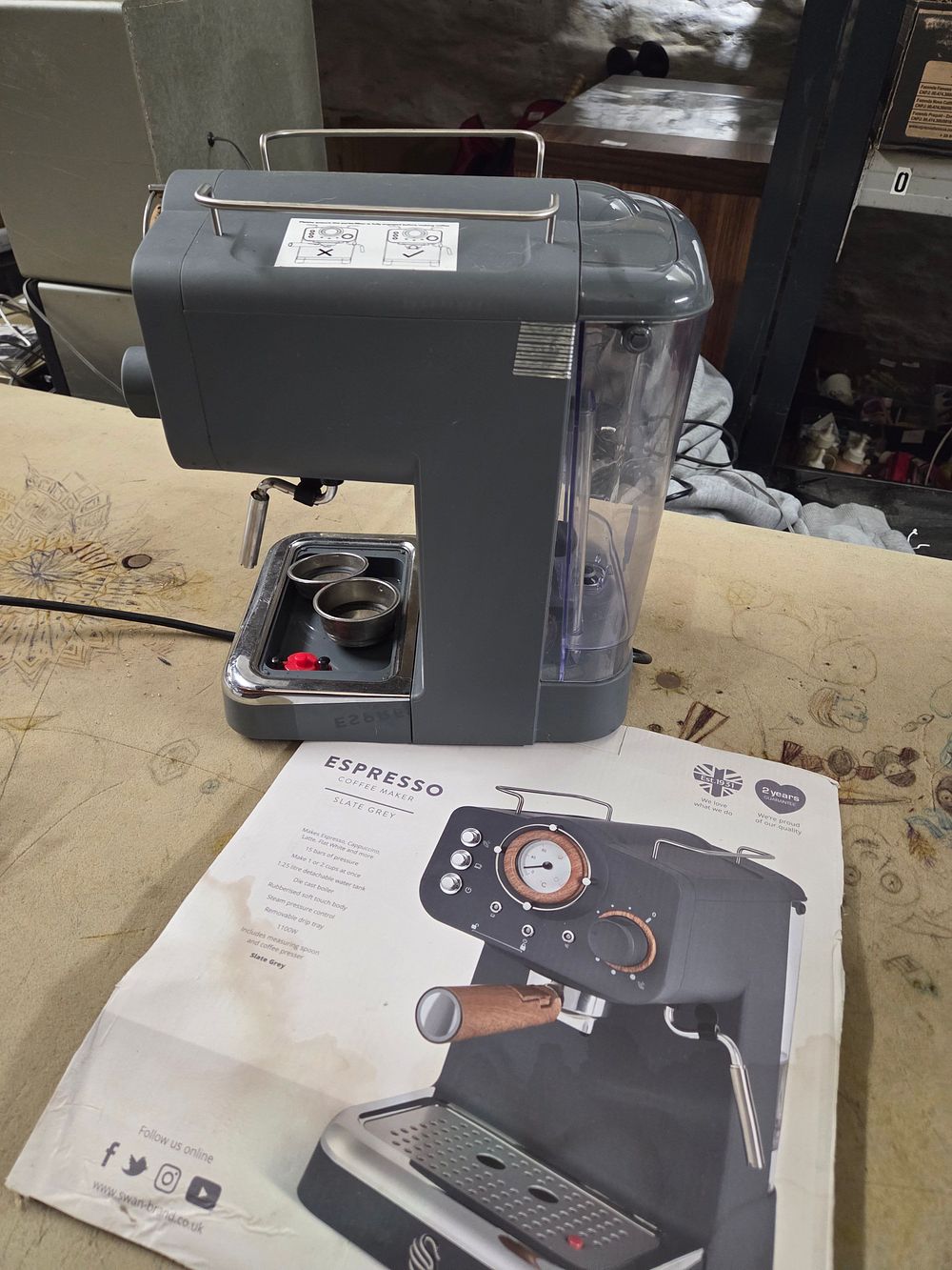 Lot 532 – Swan Slate Grey Espresso Coffee Maker with Original Box