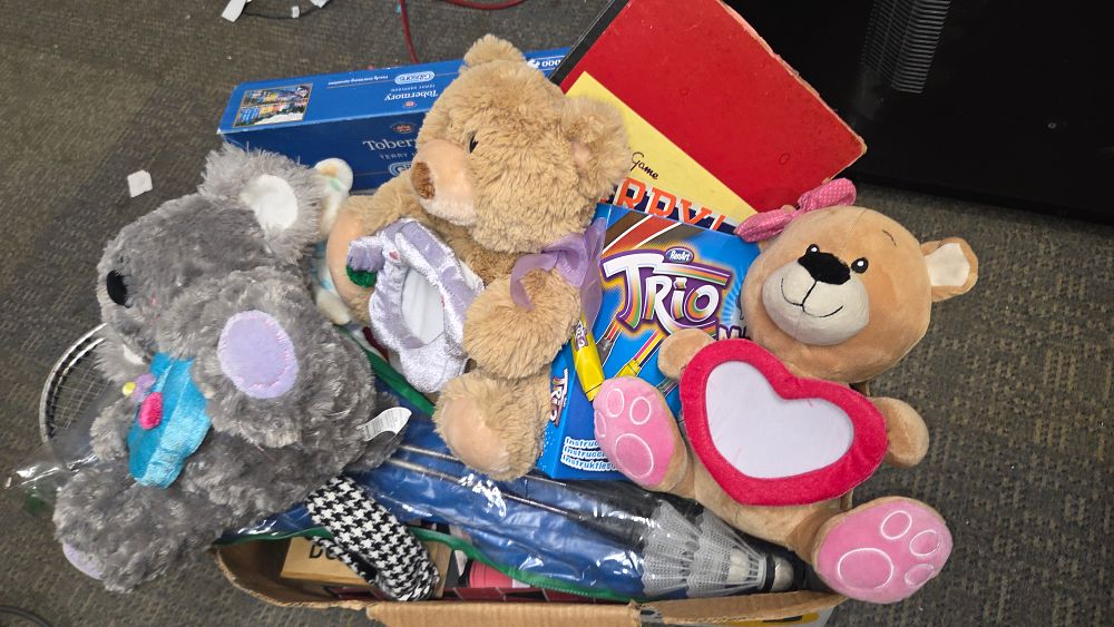 Lot 169 – A Collection of Plush Toys Puzzles and Sporting Equipment