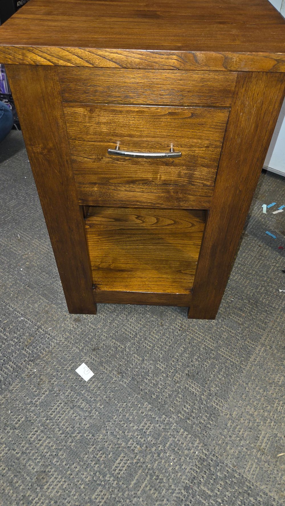 Lot 178 – Rustic Brown Stained Wooden Nightstand with Single Drawer