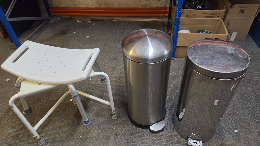 Lot 195 – A Collection of a Shower Stools and Pedal Bins