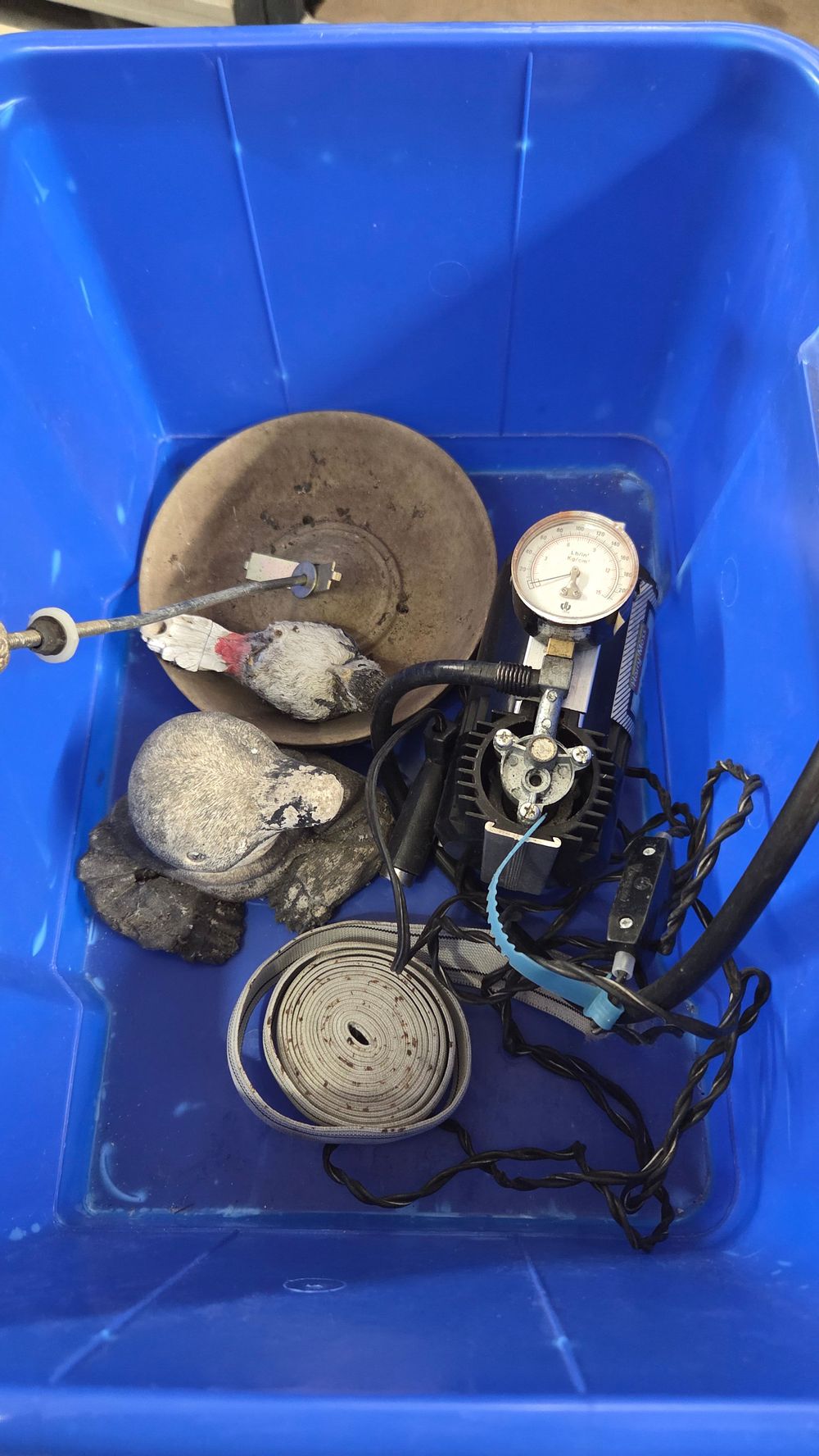 Lot 222 – A Collection of Air Compressor and Decorative Garden Items