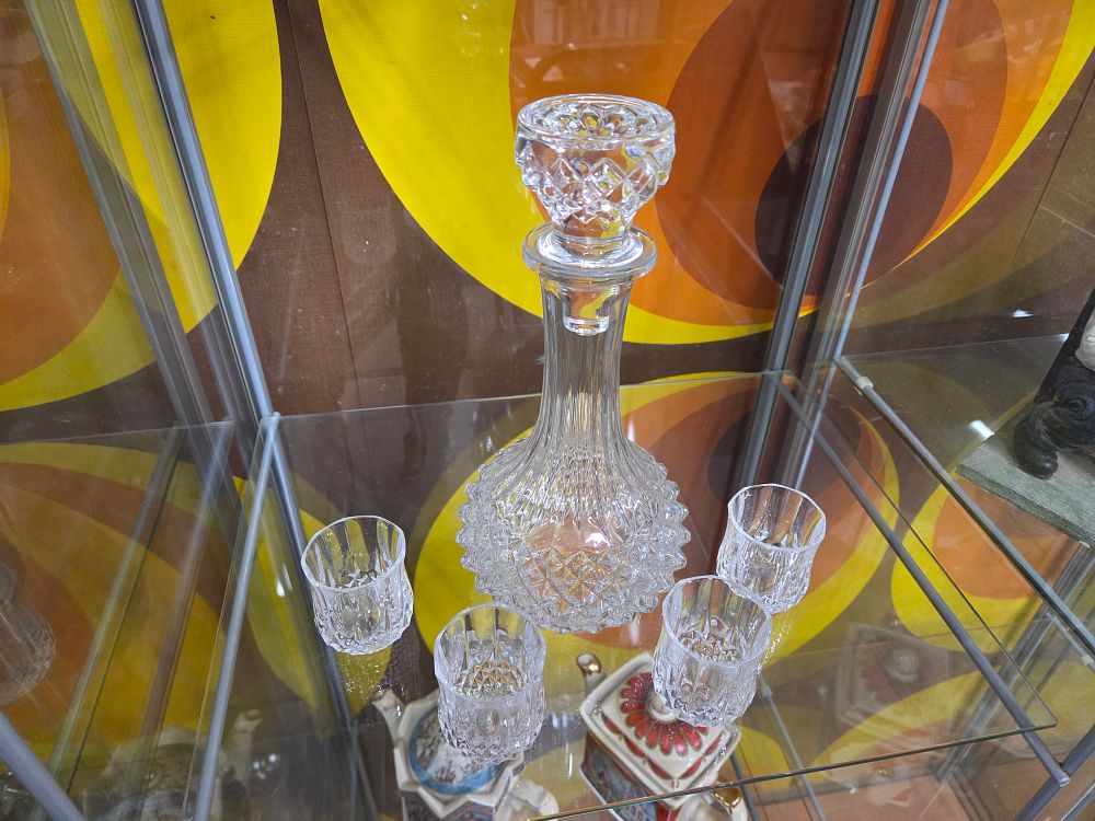 Lot 604 – A Clear Cut Glass Decanter and Glasses