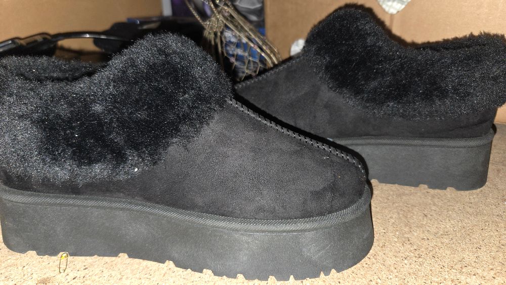 Lot 271 – A Pair of Black Faux Suede Platform Slippers