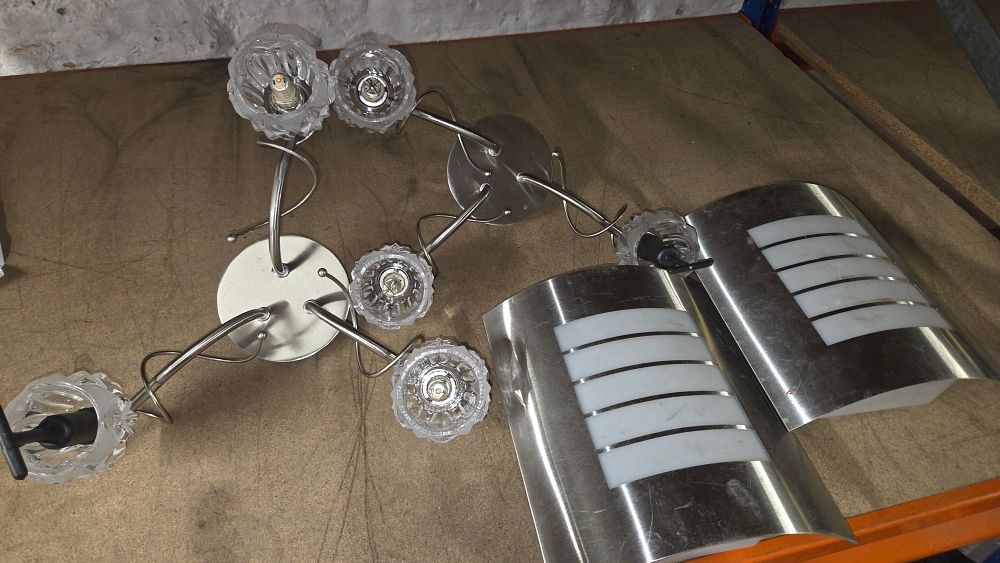 Lot 284 – A Collection of Nickel-Finished Ceiling and Wall Light Fixtures