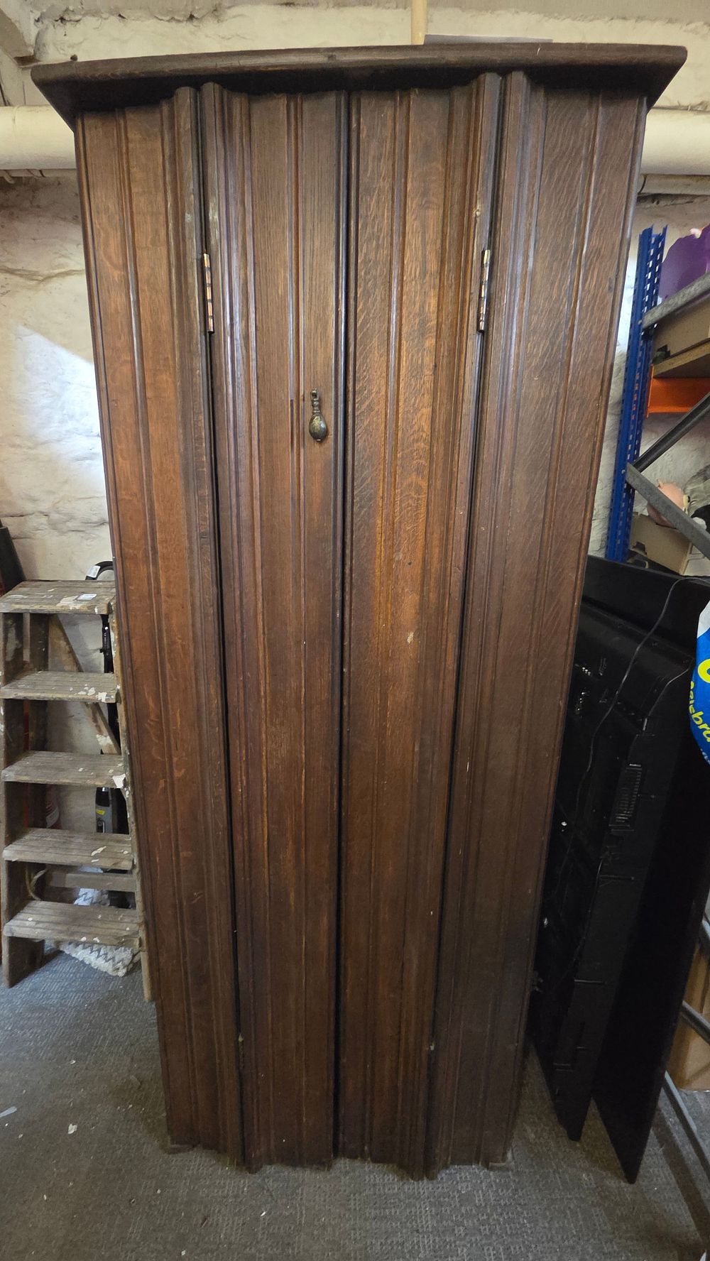 Lot 294 – Dark Wood Panelled Wardrobe Built using the wooden panelling from Sutton Hall