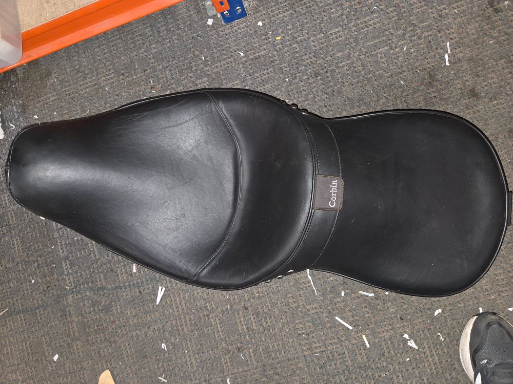 Lot 416 – Corbin Black Leather Motorcycle Seat for Harley Davidson